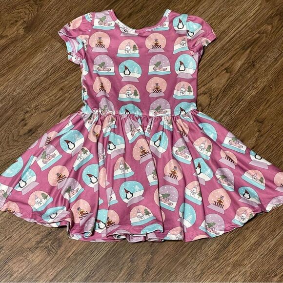 Dot Dot Smile Short Sleeve Holiday Twirl Dress Purple Pink Blue Size 2T - Picture 4 of 10